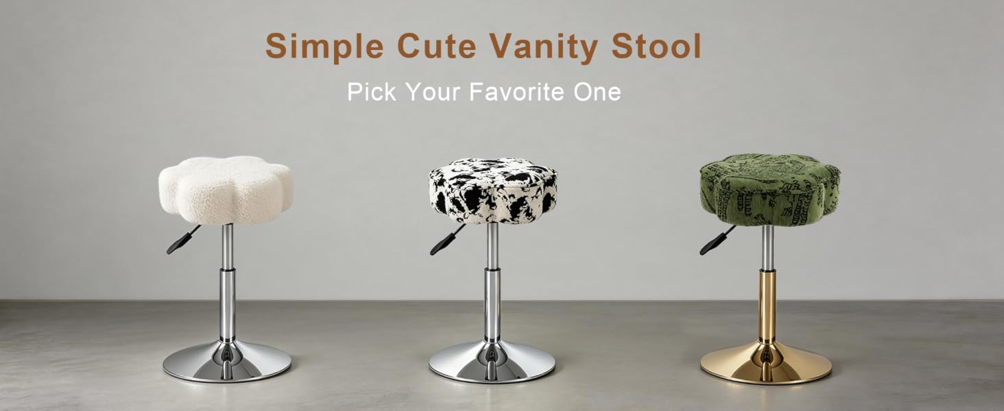 Flower Adjustable Vanity Stool White-pc