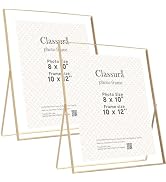 Gold 10x12'' Floating Picture Frame Set of 2,For Photo Sizes (7x9'',8x10'',8.5x11''),Beautiful Me...