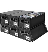 Salajory DVD Storage Boxes - 4 Pack, Holds 100 DVDs, PU Leather Media Organizer Case for Blu-ray,...