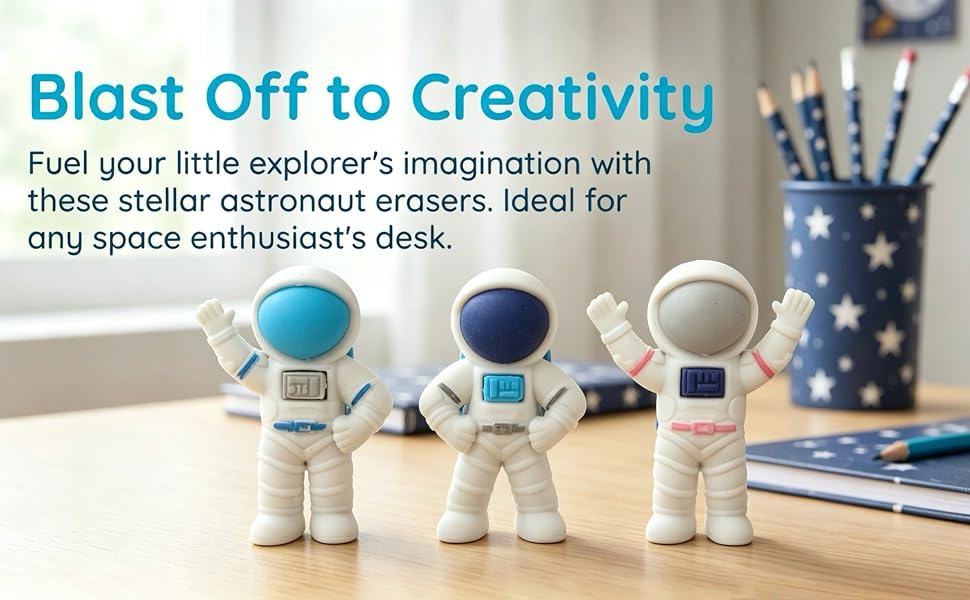 space themed erasers shaped like rockets and planets, perfect party favors