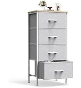 Sweetcrispy 4 Fabric Drawer Small Dresser, Bedside Nightstand with Wooden Top Sturdy Frame, Entry...