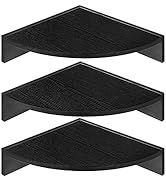 Realgulf Wood Floating Corner Shelves - Set of 3, Grey Wall-Mounted Space-Saving Shelves for Bedr...