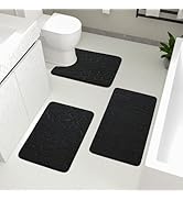 YIHOUSE Memory Foam Blue Bathroom Rug Sets 5 Piece, Ultra Absorbent Bath Mat for Bathroom - Non-S...