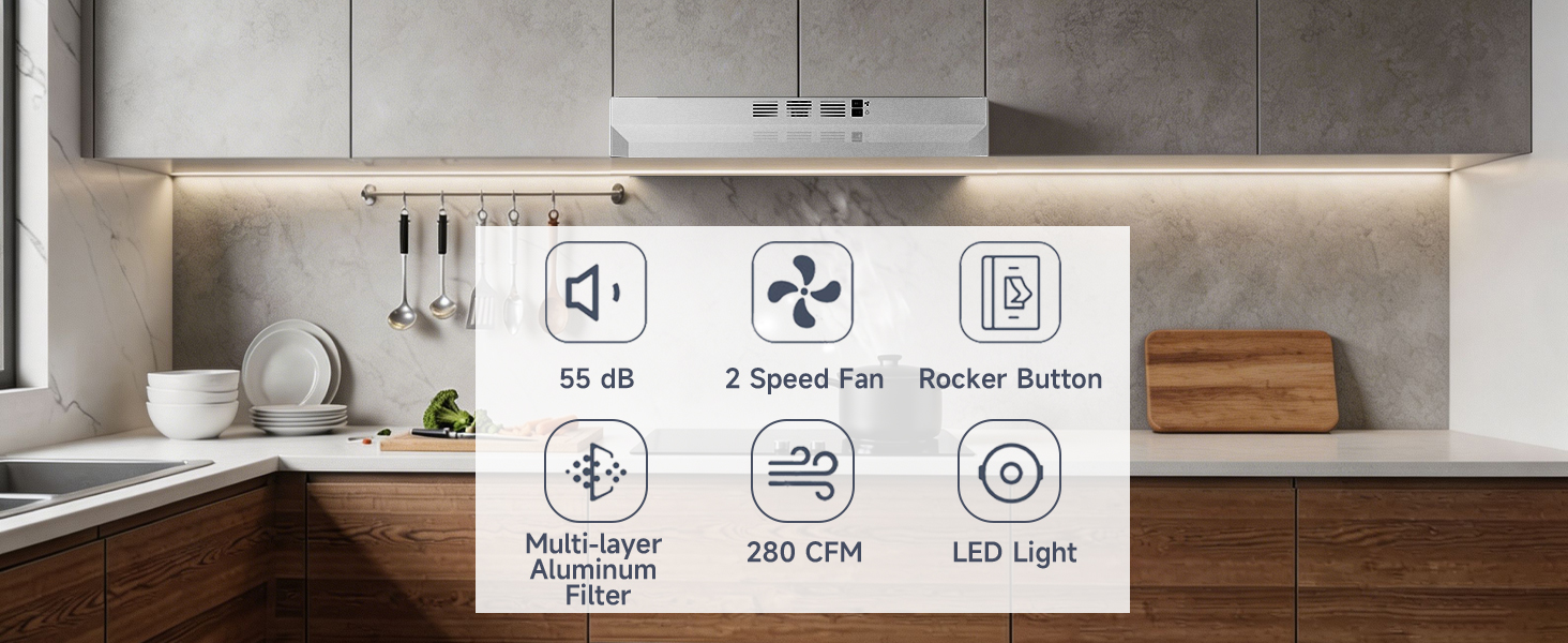 30 inch Range Hood Ducted/Ductless Convertible Stainless Steel Range Hood