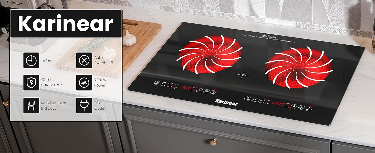 2 burners electric cooktop Multifunctional