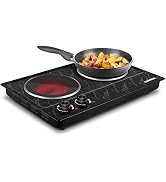 CUSIMAX Hot Plate, 1800W Electric Burner Double Hot Plate for Cooking Countertop Burner with Adju...