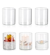 Glasseam Hurricane Glass Candle Holders: 6 Pcs Clear Cylinder Vases for Centerpieces Large Pillar...