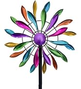 XLSWAIN Wind Spinners Outdoor Metal, 360° Kinetic Wind Spinner with Stake, Metal Garden Yard Pati...
