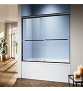 AquivaCoast Bathtub Shower Door, 60″x 62″ Semi-Frameless Sliding Shower Door, Double Sliding Bypa...
