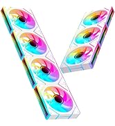 7 Pack ARGB Fans, 4 Forward Fan +3 Reverse Fans, Intelligent Temperature Control (PWM), Fan Speed...
