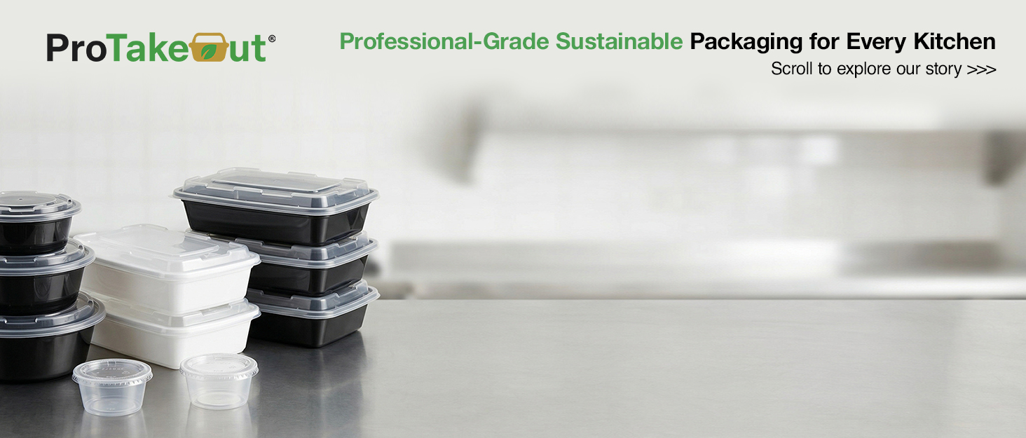 ProTakeOut, 42 oz, 20 Sets, Black Microwaveable Noodle Bowls with Lids Durable