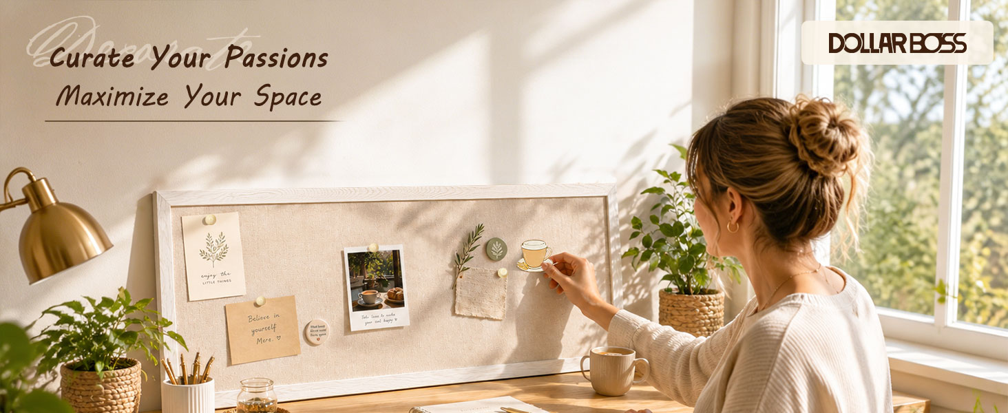 Bulletin Board with Linen Curate Your Passions Maximize Your Space