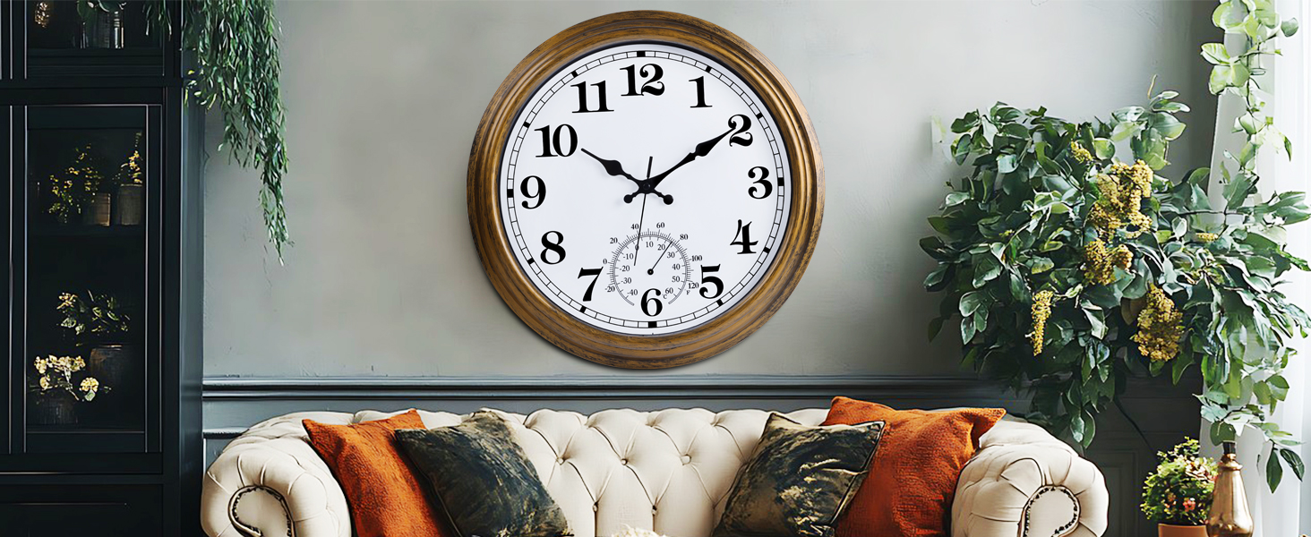 16 Inch Retro Waterproof Outdoor Clock