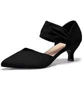 GotSoft Womens Low Kitten Heels Pointed Toe Slip on Pumps Flower Ankle Strap Elegant Party Weddin...
