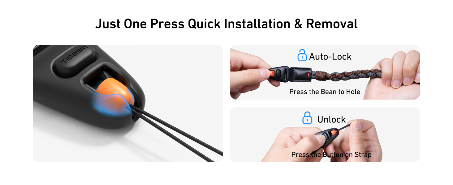 TELEISN Quick Release Wrist Neck Shoulder Strap for DJI Osmo Pocket 3 4 4P Insta360 Luna Ultra Phone