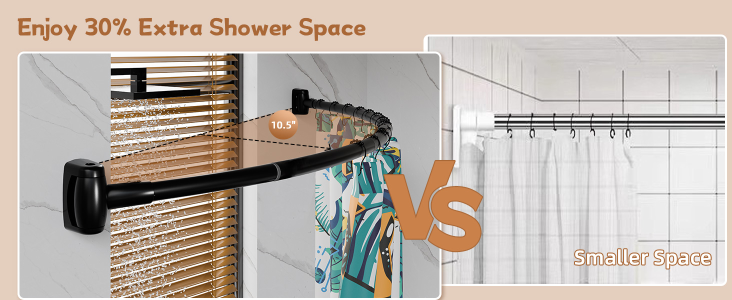 black curved shower curtain rod