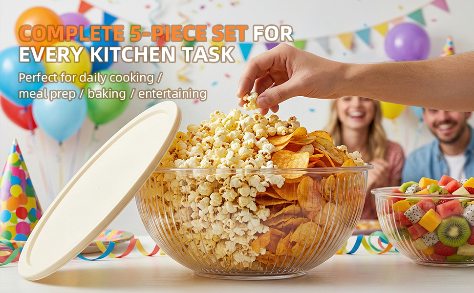 Mixing Bowls with Airtight Lids Sets, 9 Packs Thick Glass Nesting Bowls for Kitchen Baking