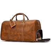 Yevabo Genuine Full-grain Leather Suit Travel Bag for Men 2-in-1 Convertible Garment Duffel Bag O...