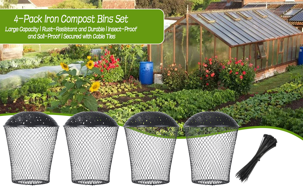 4 Pack Inground Worm Composter with Grid Lids