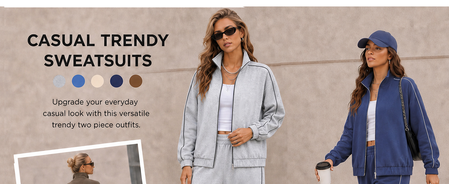 Casual trendy sweatsuits with versatile styling for everyday wear