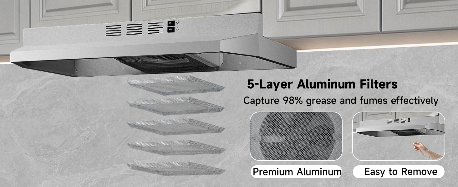 30 inch Range Hood Ducted/Ductless Convertible Stainless Steel Range Hood