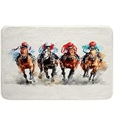 jejeloiu Horses Bathroom Rugs Galloping Horse Bath Mats Western Cowboys Bathroom Accessories Rust...