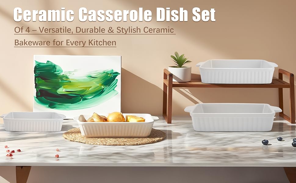 4-Piece Ceramic Baking Dish Set
