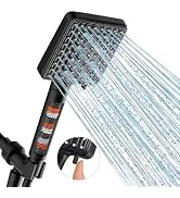 MakeFit Filtered Shower Head with Handheld Combo Matte Black - Dual 2-in-1 Spa System with Massag...