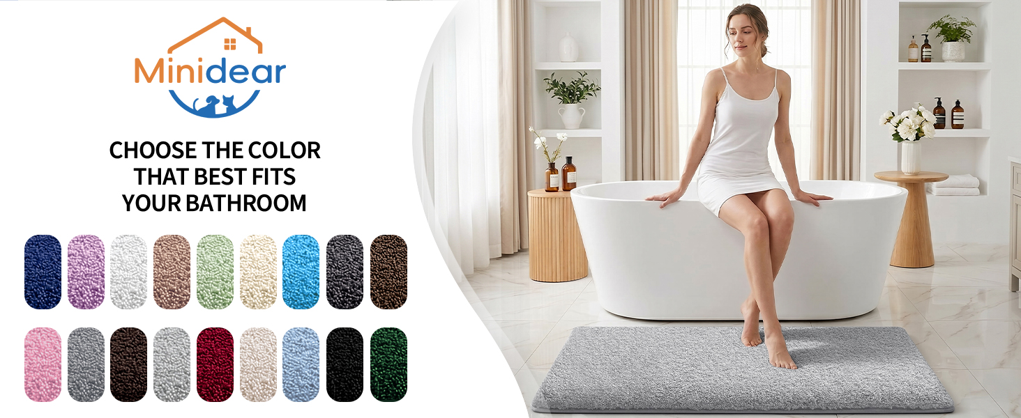 Thick Memory Foam Bath Mat Ultra Soft Plush Fluffy Non-Slip Quick Dry Absorbent Washable Mat