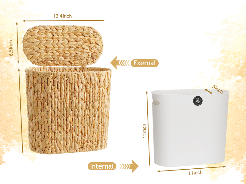 wicker trash can