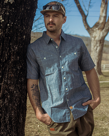 Dubinik Pearl Snap Western Shirt for Men Short Sleeve Durable Cotton Cowboy Work Shirt
