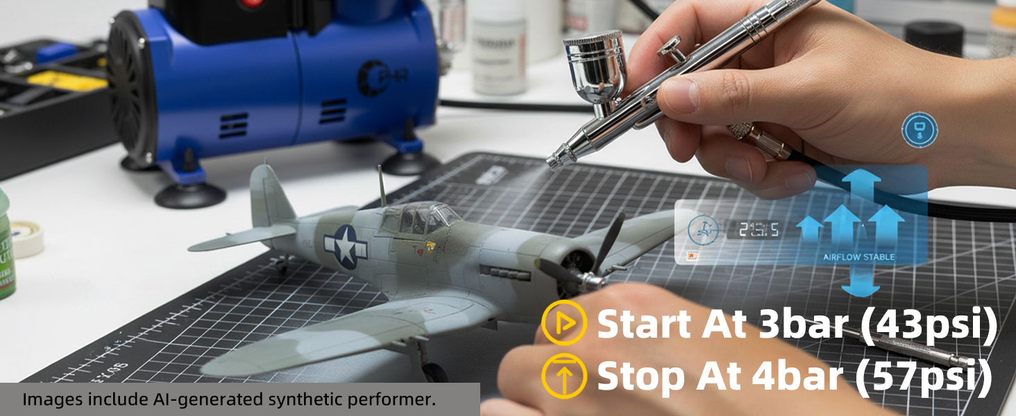 portable professional hobby airbrush compressor kit