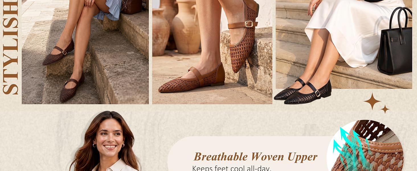 Women's Woven Mary Jane Flats