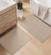 YIHOUSE Bathroom Rugs Sets 3 Piece Gray, Non Slip Bath Mats Sets of 3 Quick Dry, Absorbent Washab...
