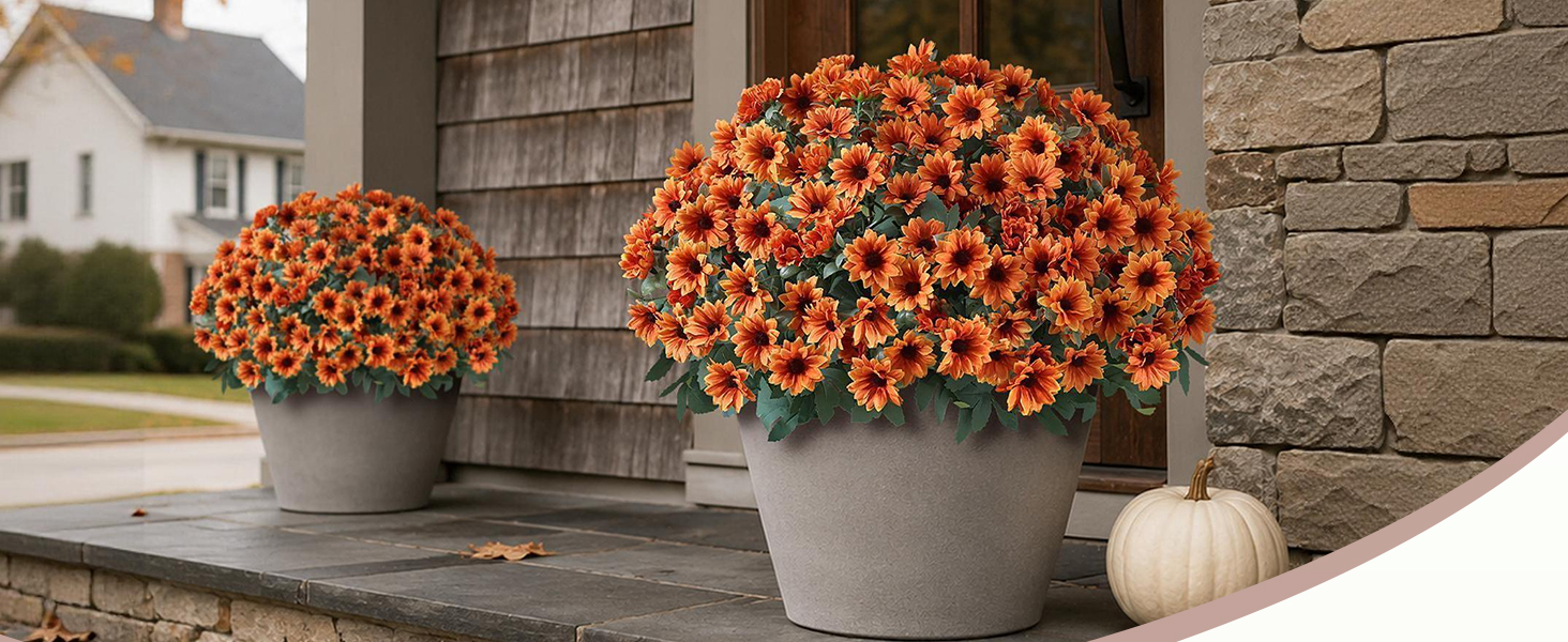 2 Set Artificial Fall Daisy Flowers Topiary for Front Porch