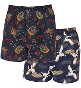 Y's factory Men’s Japanese Pattern Cotton Boxer Shorts, Open Front Fly, Multi-Pack (2, 3, 4 Pack)...