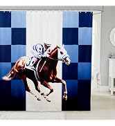 jejeloiu Horse Race Shower Curtain for Bathroom Decor Horse Riders Bath Curtain for Stalls Bathtu...