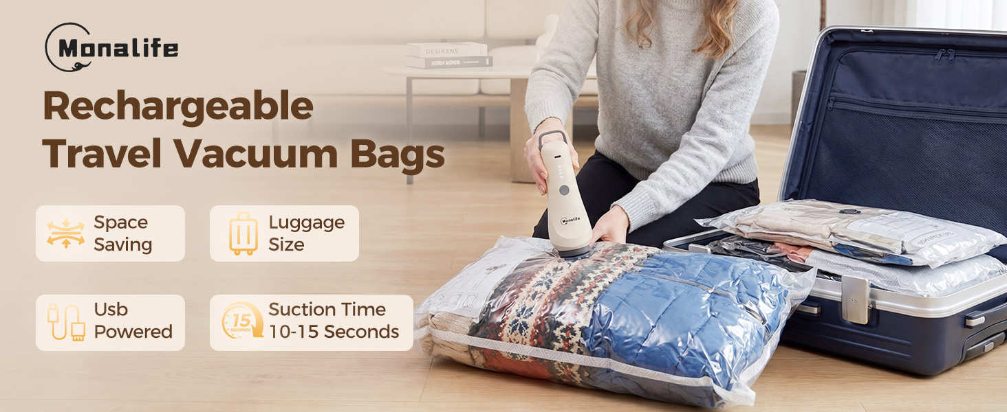 rechargeable travel vacuum bags