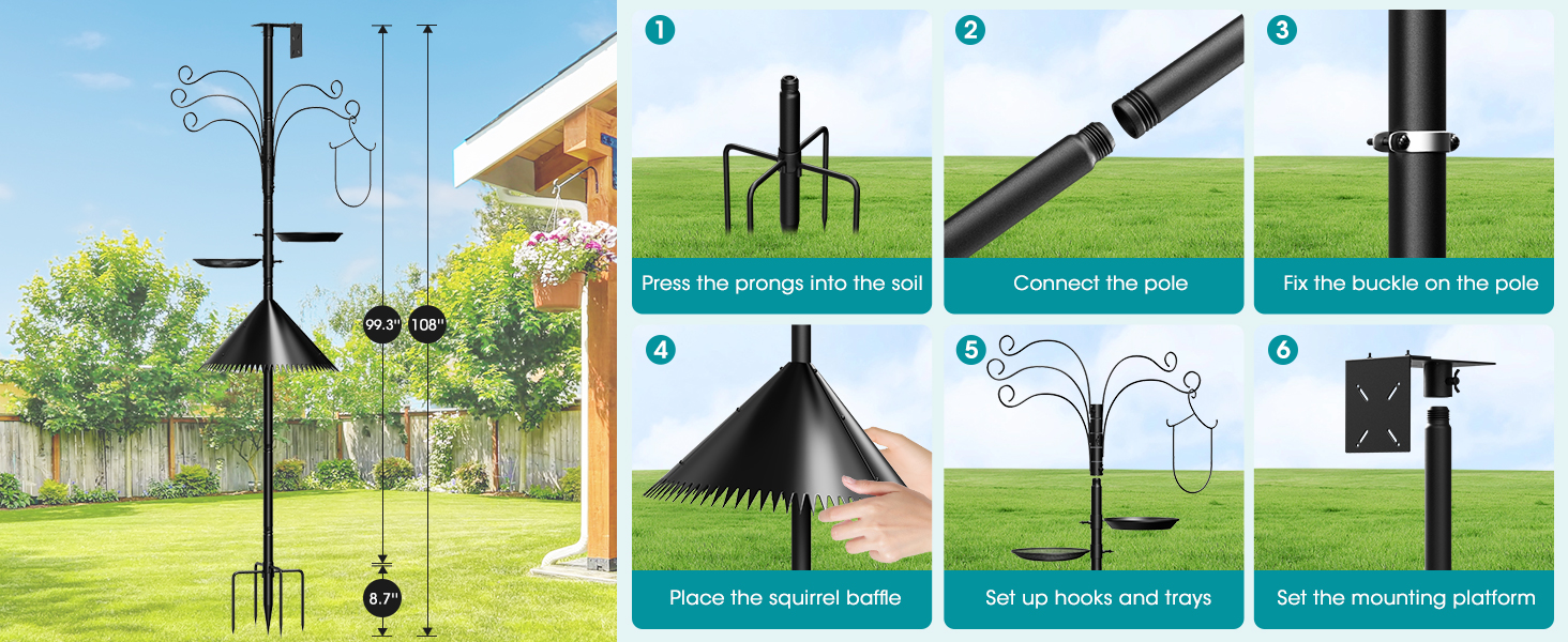 bird feeder poles for outdoors heavy duty