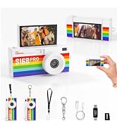 Jzzuau Mini Keychain Digital Camera, 1080P, Retro Film Roll, 32GB Card | Built-In Flash, 4 Creati...
