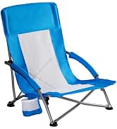 NEWBULIG Low Profile Folding Beach Chair for Adults, Portable Camping & Lawn Chair with Cup Holde...