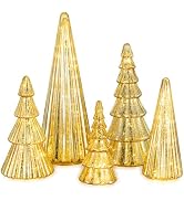 Glasseam Glass Christmas Tree Silver: Set of 3 Mercury Glass Christmas Decorations Indoor Tableto...