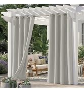 Sunshelf Set of 6 Outdoor Curtains for Patio Waterproof, Grommet Privacy Panels for Porch, Pergol...