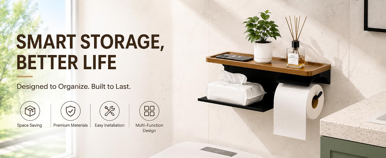 toilet paper holder with wood