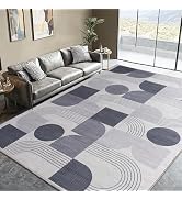 QDUIDU Large Machine Washable 9x12 Area Rug, Soft Modern Geometric Abstract Brown Rugs for Bedroo...
