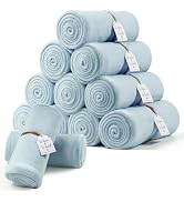 24 Pack Sage Green Flannel Throw Blankets Bulk 50 x 60 Inch with to Have to Hold Card and Rope We...