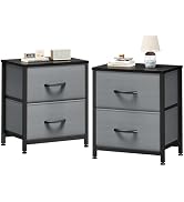 Sweetcrispy Nightstand Small Dresser with 2 Fabric Drawers Side Bedroom End Table Kids Bedside St...