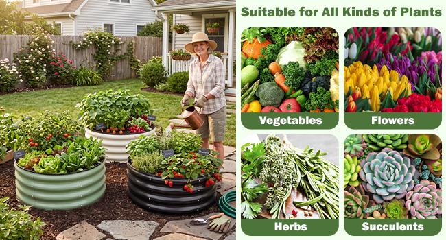 round metal garden bed with long-term use