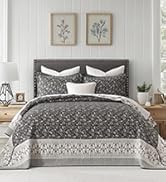 FineStichery Oversized Quilt Bedspread Coverlet Set, 128"x120" 100% Cotton California King Quilt,...
