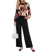 Casly Lamiit 2 Piece Sets for Women Mock Neck Casual Outfits | Long Sleeve Shirts, Wide Leg Pants...